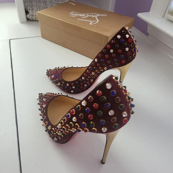 CHRISTIAN LOUBOUTIN FOLLIES CABO SUEDE PUMP (BURGUNDY ) - Picture 3 of 8